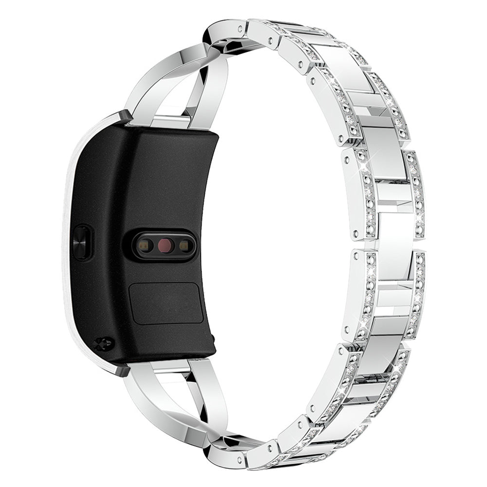 18mm Rhinestone Decor X Design Metal Watch Band Wrist Strap Replacement for Garmin Venu 2S/Vivoactive 4S