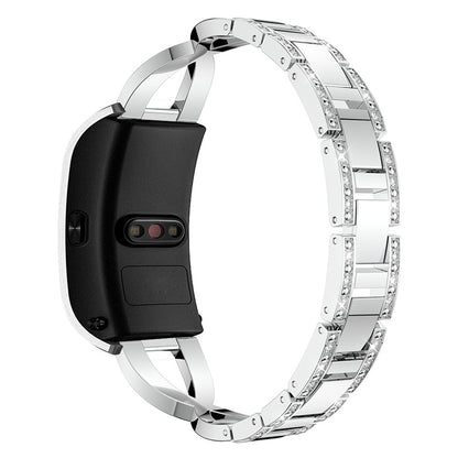 18mm Rhinestone Decor X Design Metal Watch Band Wrist Strap Replacement for Garmin Venu 2S/Vivoactive 4S