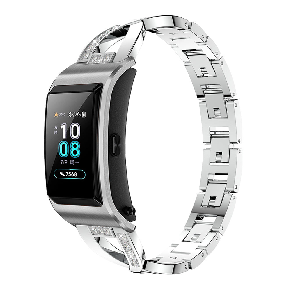 18mm Rhinestone Decor X Design Metal Watch Band Wrist Strap Replacement for Garmin Venu 2S/Vivoactive 4S
