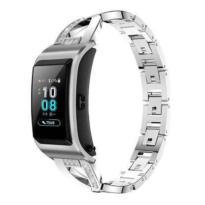 18mm Rhinestone Decor X Design Metal Watch Band Wrist Strap Replacement for Garmin Venu 2S/Vivoactive 4S