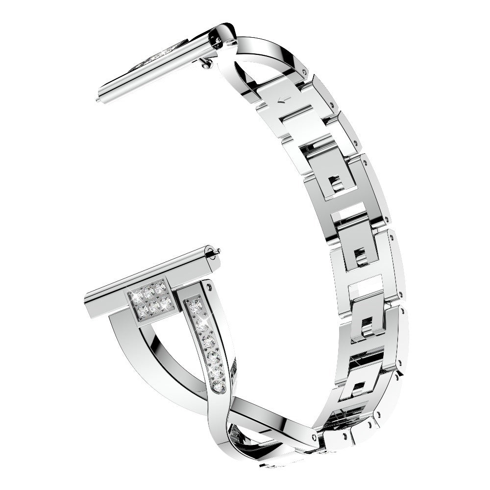18mm Rhinestone Decor X Design Metal Watch Band Wrist Strap Replacement for Garmin Venu 2S/Vivoactive 4S
