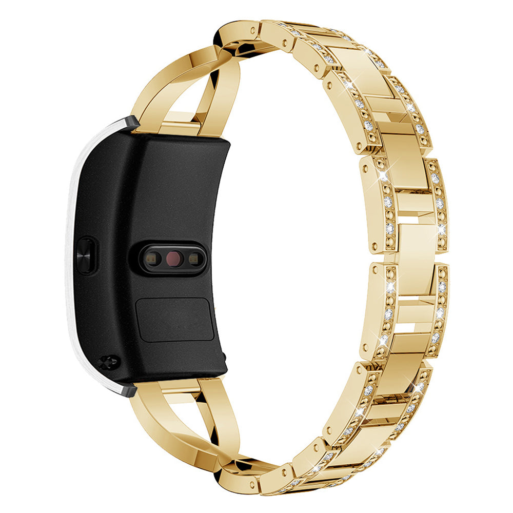 18mm Rhinestone Decor X Design Metal Watch Band Wrist Strap Replacement for Garmin Venu 2S/Vivoactive 4S