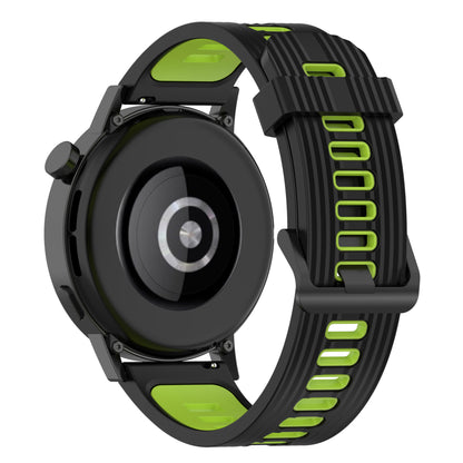 20mm Stripes Design Bi-color Silicone Soft Watch Band Adjustable Wrist Strap for Huawei Watch GT3 42mm/Samsung Galaxy Watch4 40mm/44mm