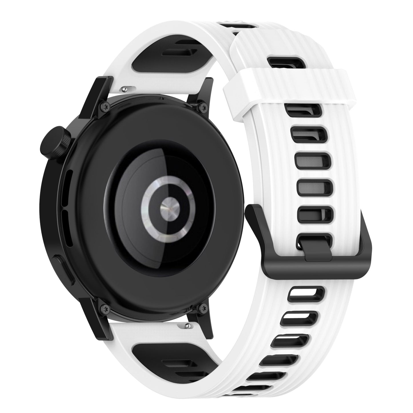 20mm Stripes Design Bi-color Silicone Soft Watch Band Adjustable Wrist Strap for Huawei Watch GT3 42mm/Samsung Galaxy Watch4 40mm/44mm