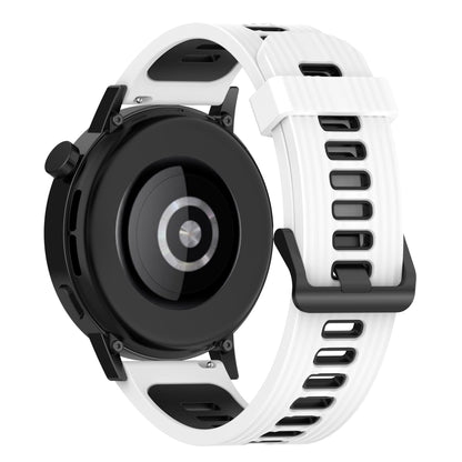 20mm Stripes Design Bi-color Silicone Soft Watch Band Adjustable Wrist Strap for Huawei Watch GT3 42mm/Samsung Galaxy Watch4 40mm/44mm