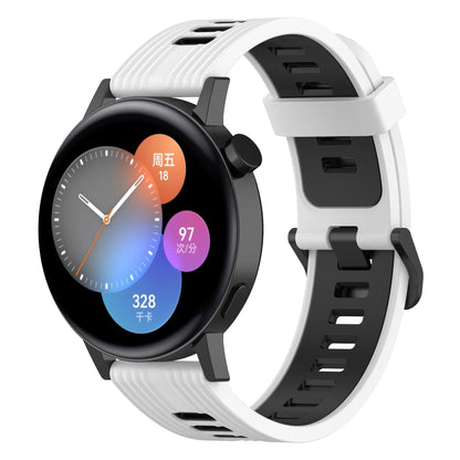 20mm Stripes Design Bi-color Silicone Soft Watch Band Adjustable Wrist Strap for Huawei Watch GT3 42mm/Samsung Galaxy Watch4 40mm/44mm