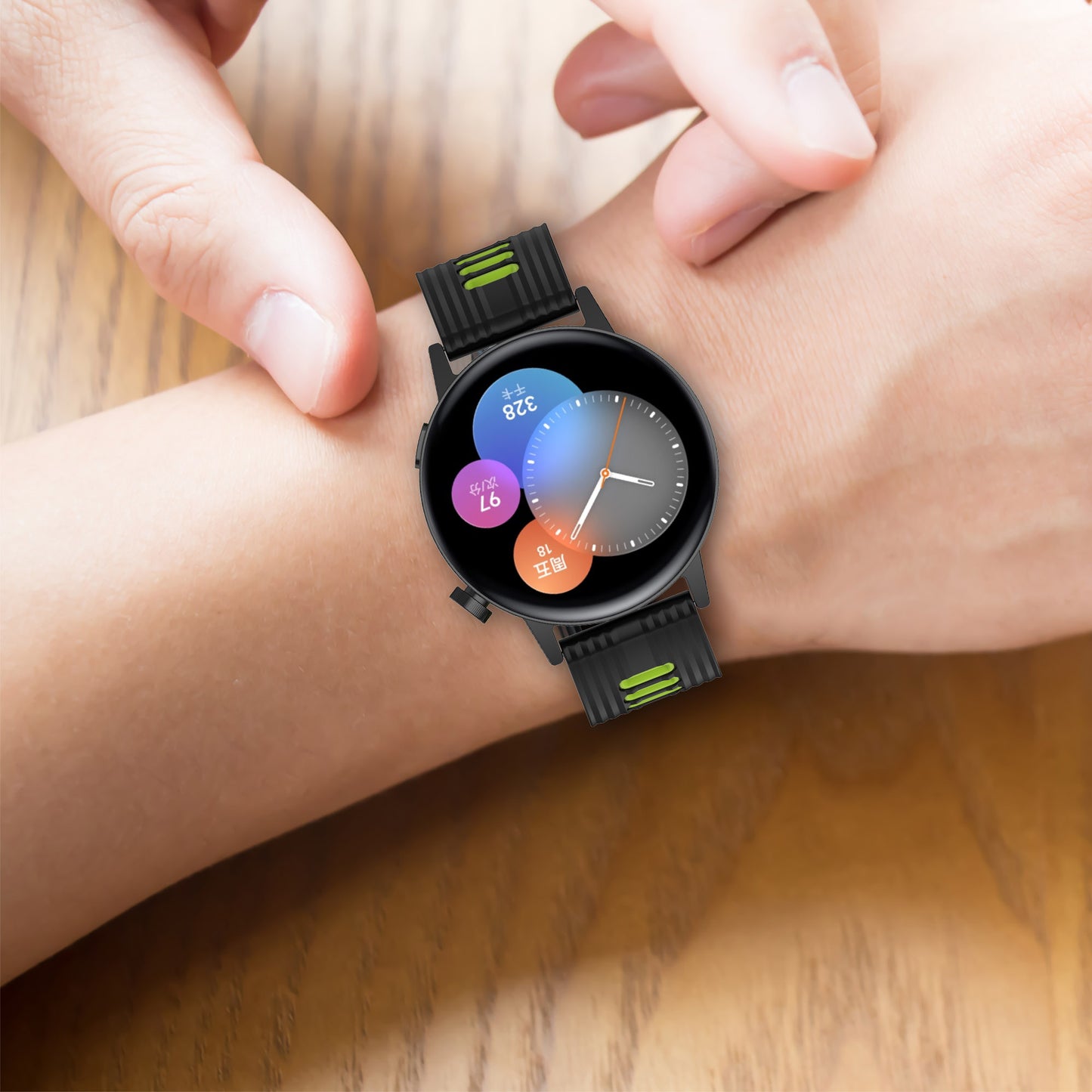20mm Stripes Design Bi-color Silicone Soft Watch Band Adjustable Wrist Strap for Huawei Watch GT3 42mm/Samsung Galaxy Watch4 40mm/44mm