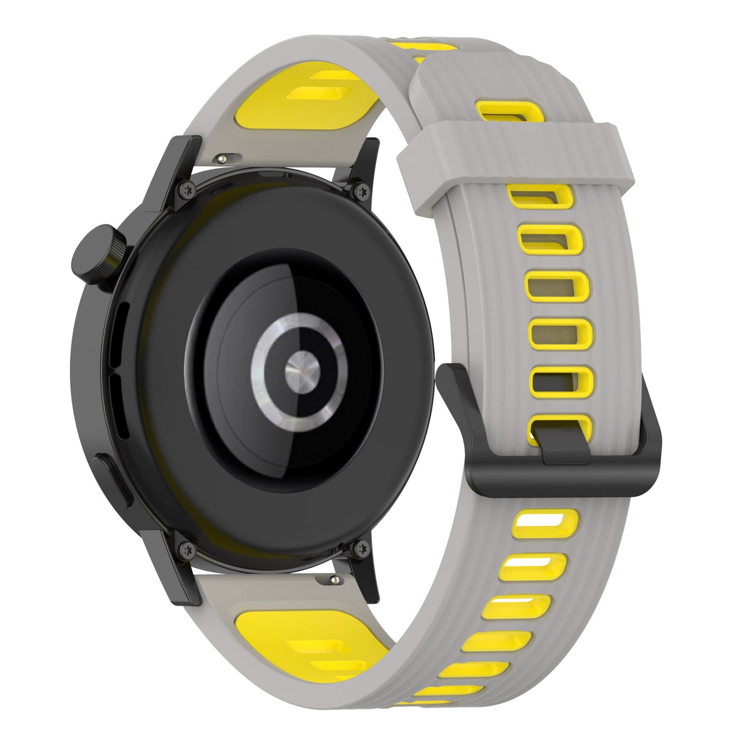 20mm Stripes Design Bi-color Silicone Soft Watch Band Adjustable Wrist Strap for Huawei Watch GT3 42mm/Samsung Galaxy Watch4 40mm/44mm