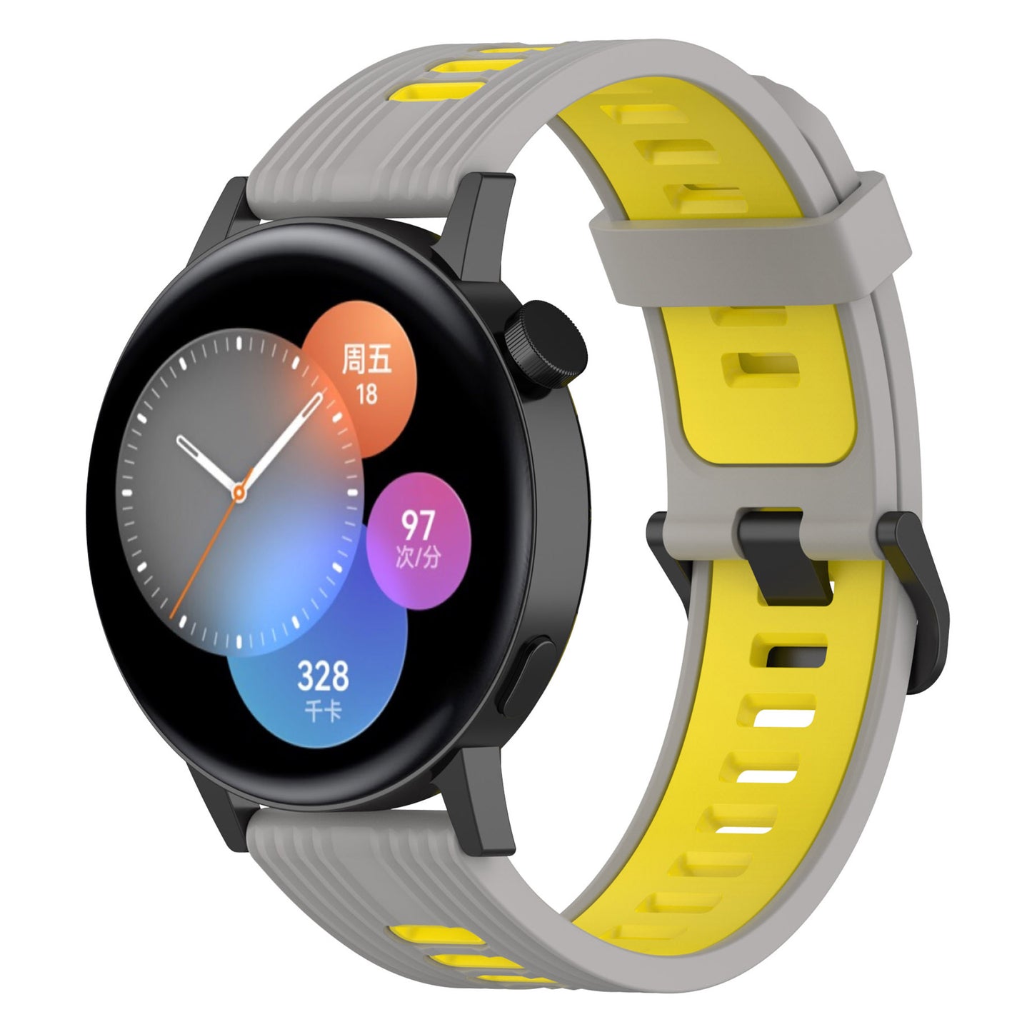 20mm Stripes Design Bi-color Silicone Soft Watch Band Adjustable Wrist Strap for Huawei Watch GT3 42mm/Samsung Galaxy Watch4 40mm/44mm