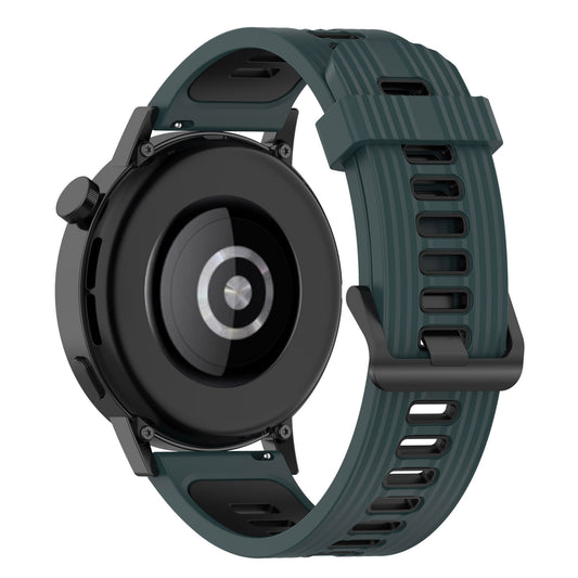 20mm Stripes Design Bi-color Silicone Soft Watch Band Adjustable Wrist Strap for Huawei Watch GT3 42mm/Samsung Galaxy Watch4 40mm/44mm
