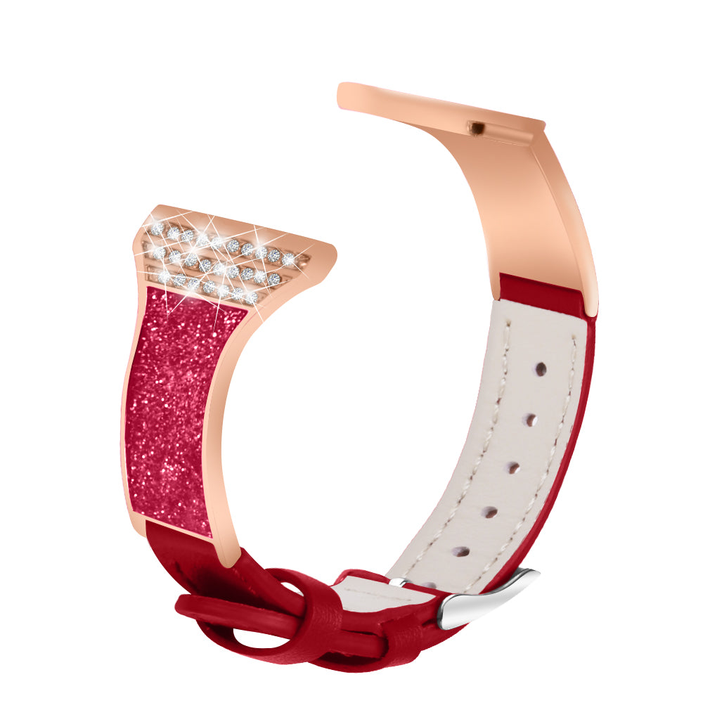 Rhinestones Decor Ceramic+Genuine Leather Smart Watch Strap for Honor Watch Magic/Watch Dream