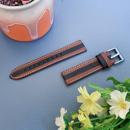 For Huami Amazfit Bip 1S/GTR 42mm Sewing Line Color Splicing Design Strap Adjustable Cowhide Leather Watch Band (20mm)
