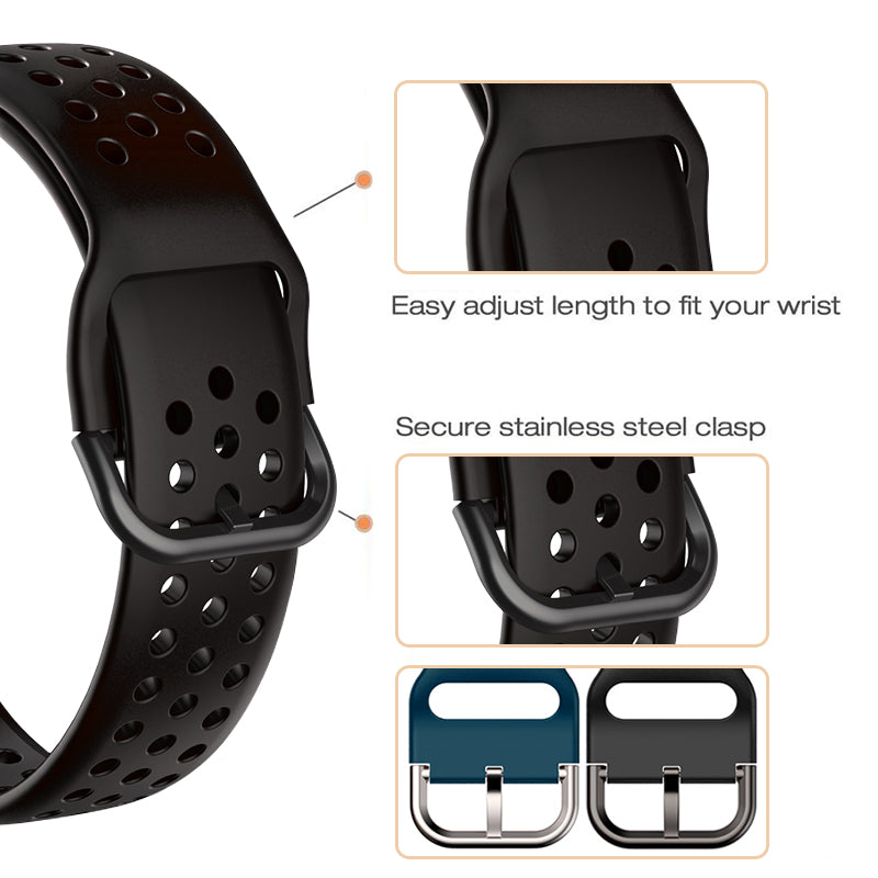 20mm Universal Round Holes Breathable Silicone Smart Watch Strap Replacement Wrist Band