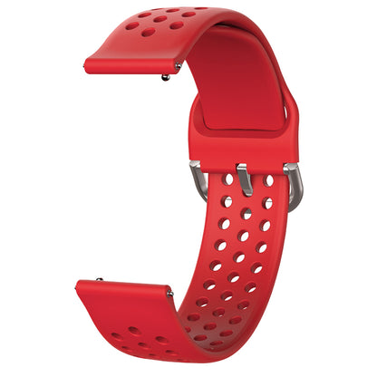 20mm Universal Round Holes Breathable Silicone Smart Watch Strap Replacement Wrist Band