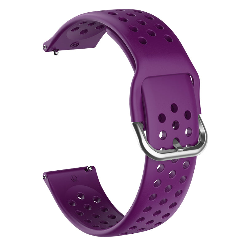 20mm Universal Round Holes Breathable Silicone Smart Watch Strap Replacement Wrist Band