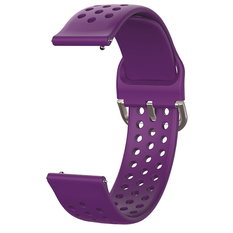 20mm Universal Round Holes Breathable Silicone Smart Watch Strap Replacement Wrist Band