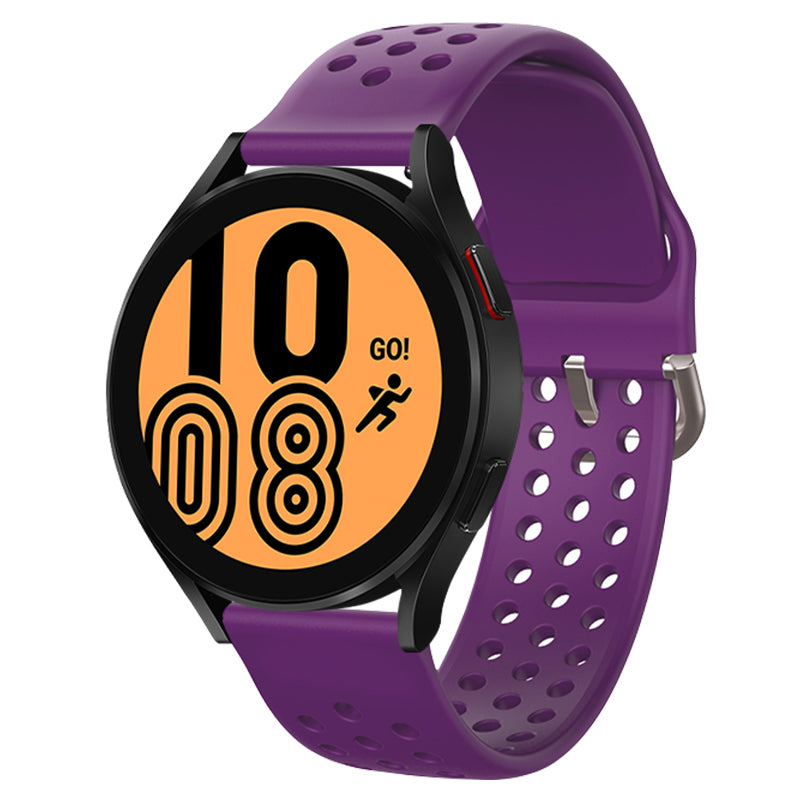 20mm Universal Round Holes Breathable Silicone Smart Watch Strap Replacement Wrist Band