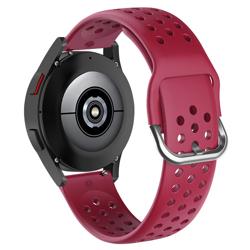 20mm Universal Round Holes Breathable Silicone Smart Watch Strap Replacement Wrist Band