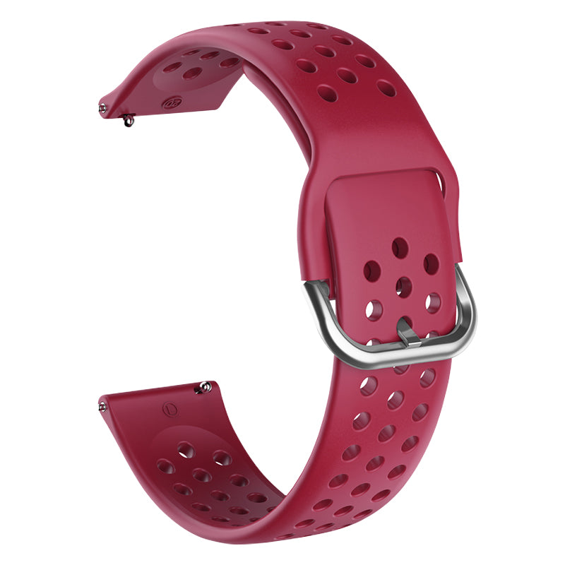 20mm Universal Round Holes Breathable Silicone Smart Watch Strap Replacement Wrist Band