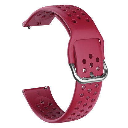 20mm Universal Round Holes Breathable Silicone Smart Watch Strap Replacement Wrist Band