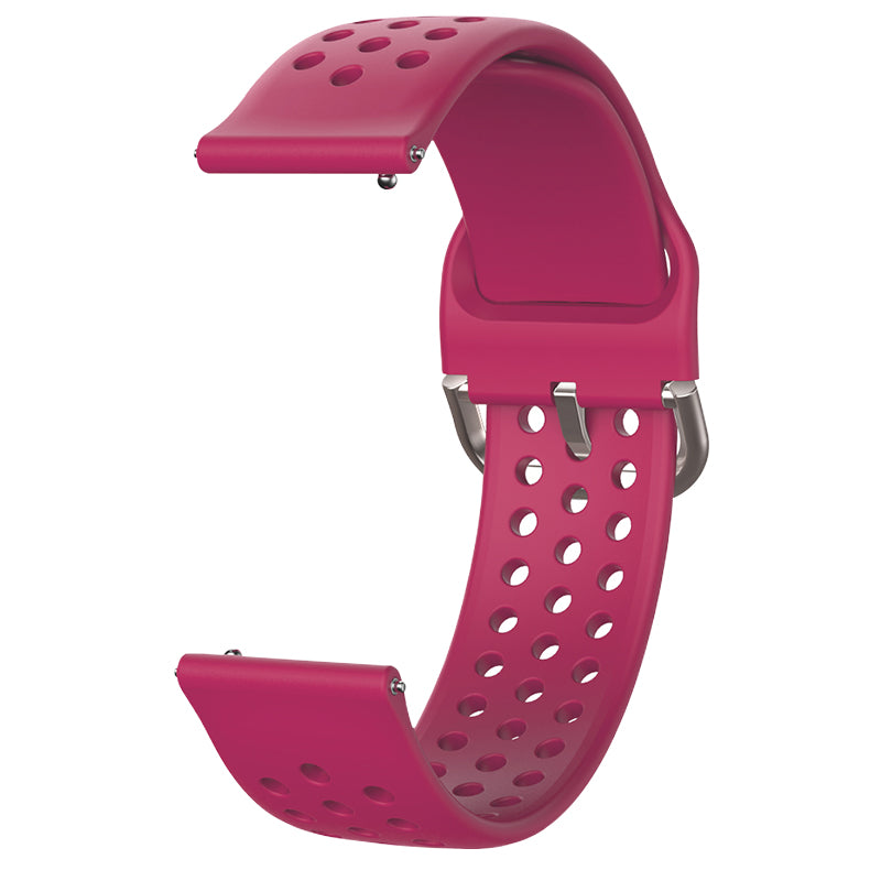 20mm Universal Round Holes Breathable Silicone Smart Watch Strap Replacement Wrist Band