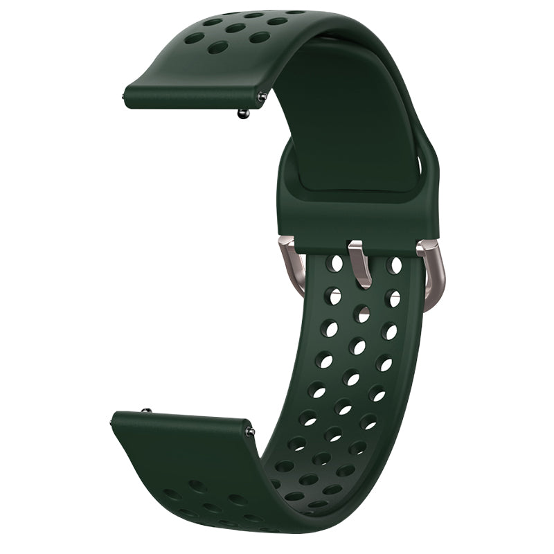 20mm Universal Round Holes Breathable Silicone Smart Watch Strap Replacement Wrist Band