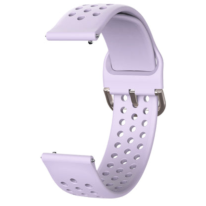 20mm Universal Round Holes Breathable Silicone Smart Watch Strap Replacement Wrist Band