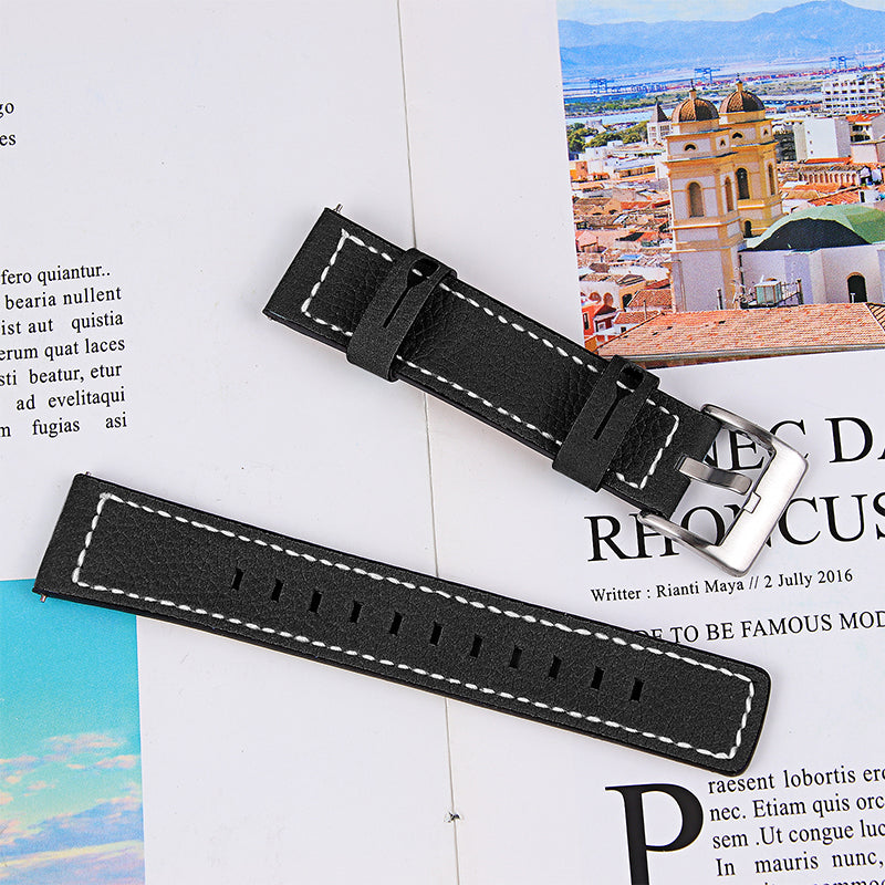 For Huawei Watch GT 2 42mm/Watch 2 Universal Watch Strap Cowhide Leather Wrist Band Replacement Watchband (20mm)