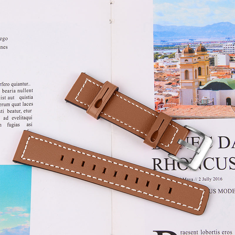 For Huawei Watch GT 2 42mm/Watch 2 Universal Watch Strap Cowhide Leather Wrist Band Replacement Watchband (20mm)