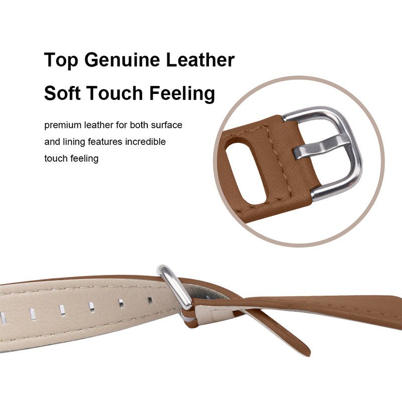 For TicWatch Pro/GTX Replacement Watchband Cowhide Leather Watch Strap with Stainless Steel Buckle (22mm)