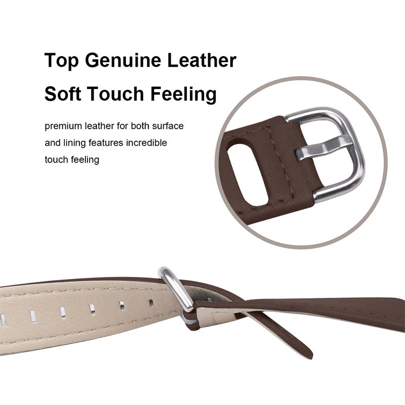 For Pebble Time Round/Pebble 2 Cowhide Leather Watch Band 20mm Universal Watch Strap with Stainless Steel Buckle