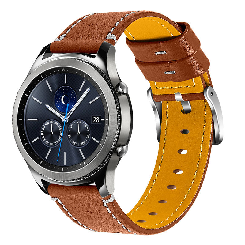 For Huawei Watch GT 2e/GT 2 46mm Stainless Steel Buckle Soft Cowhide Leather 22mm Universal Smart Watch Band Wrist Strap