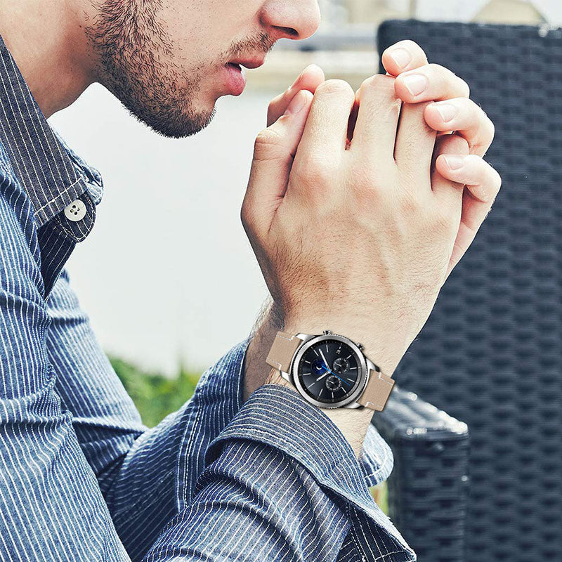 For Huawei Watch GT 2e/GT 2 46mm Stainless Steel Buckle Soft Cowhide Leather 22mm Universal Smart Watch Band Wrist Strap