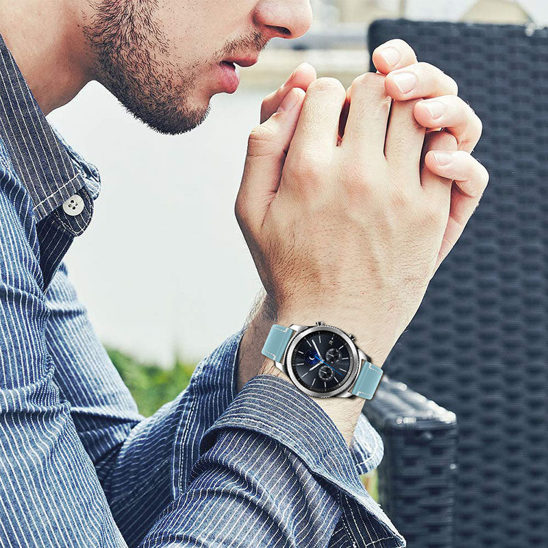 For Huawei Watch GT 2e/GT 2 46mm Stainless Steel Buckle Soft Cowhide Leather 22mm Universal Smart Watch Band Wrist Strap