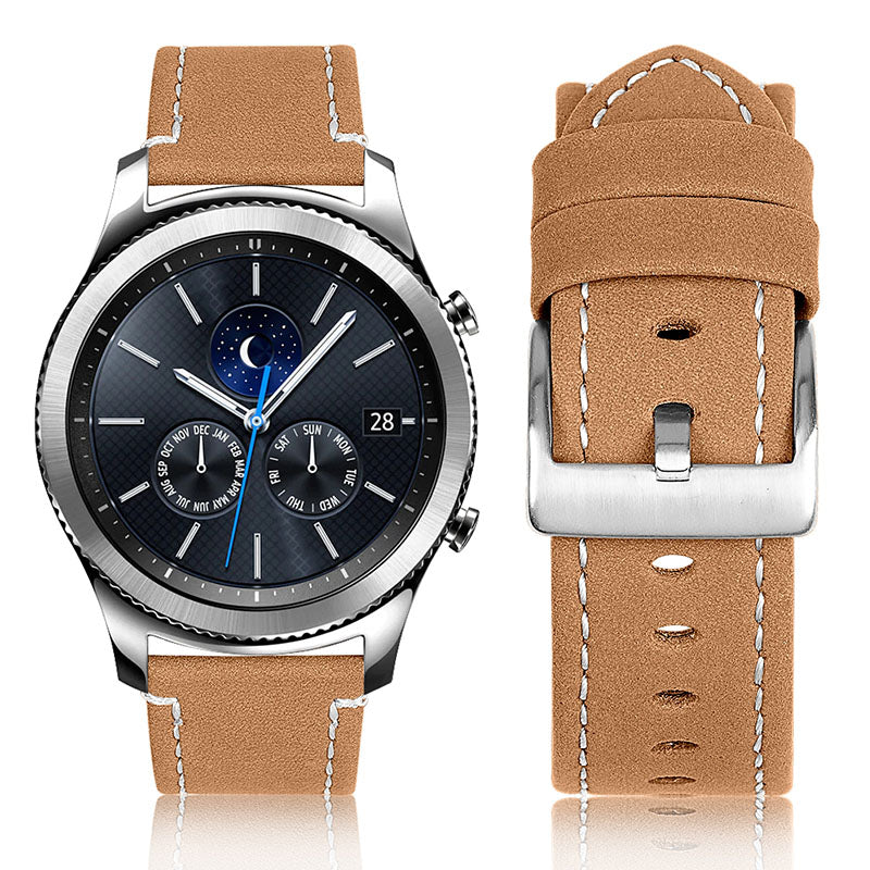 For Huawei Watch GT 2e/GT 2 46mm Stainless Steel Buckle Soft Cowhide Leather 22mm Universal Smart Watch Band Wrist Strap