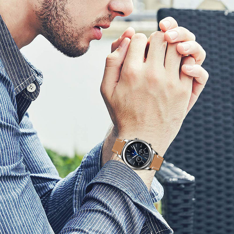 For Huawei Watch GT 2e/GT 2 46mm Stainless Steel Buckle Soft Cowhide Leather 22mm Universal Smart Watch Band Wrist Strap