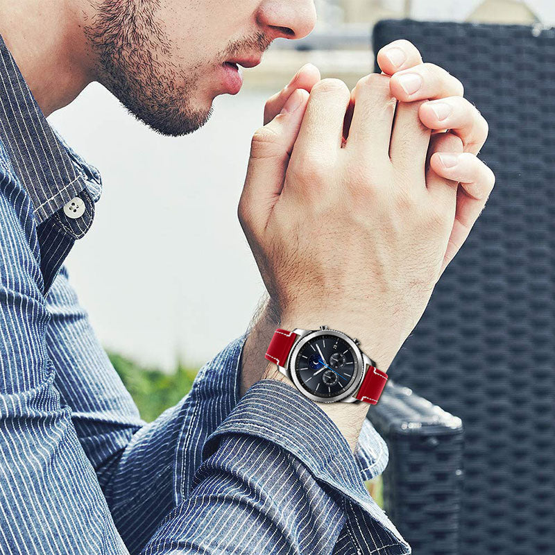 For Huawei Watch GT 2e/GT 2 46mm Stainless Steel Buckle Soft Cowhide Leather 22mm Universal Smart Watch Band Wrist Strap