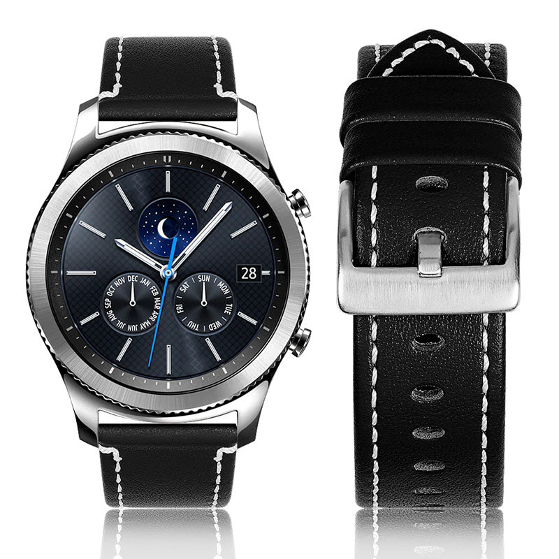 For Huawei Watch GT 2e/GT 2 46mm Stainless Steel Buckle Soft Cowhide Leather 22mm Universal Smart Watch Band Wrist Strap