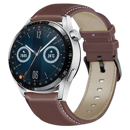 For HUAWEI Watch GT3/Samsung Galaxy Watch 46mm Leather Watch Band 22mm Universal Watch Strap with Buckle