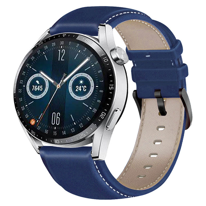 For HUAWEI Watch GT3/Samsung Galaxy Watch 46mm Leather Watch Band 22mm Universal Watch Strap with Buckle