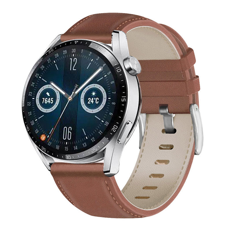 For HUAWEI Watch GT3/Samsung Galaxy Watch 46mm/Gear S3 Classic Leather Watch Band 22mm Universal Watch Strap with Buckle