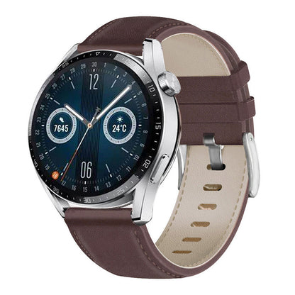 For HUAWEI Watch GT3/Samsung Galaxy Watch 46mm/Gear S3 Classic Leather Watch Band 22mm Universal Watch Strap with Buckle
