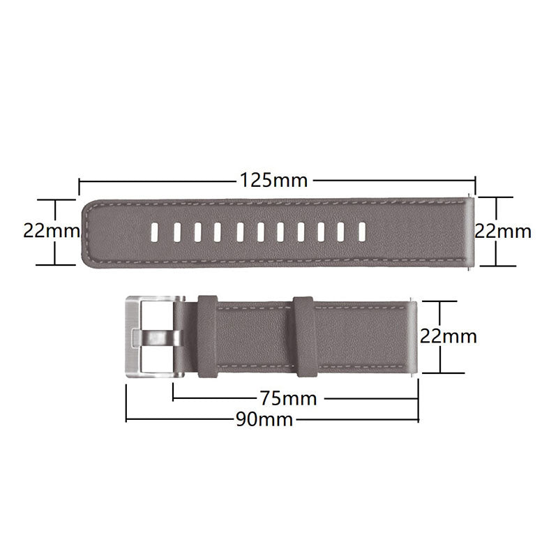 For HUAWEI Watch GT3/Samsung Galaxy Watch 46mm/Gear S3 Classic Leather Watch Band 22mm Universal Watch Strap with Buckle