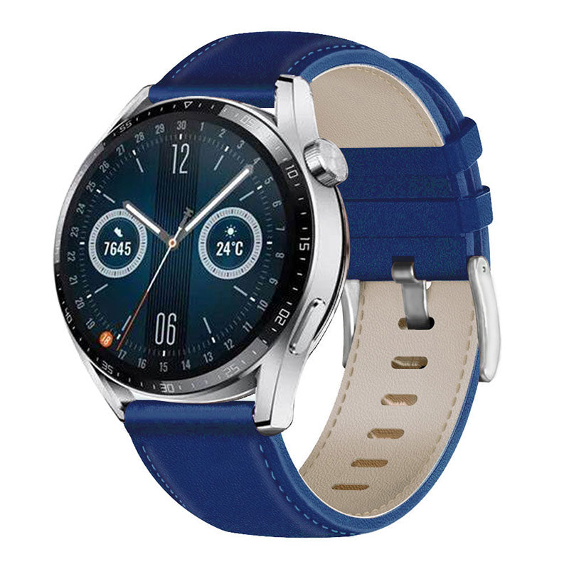 For HUAWEI Watch GT3/Samsung Galaxy Watch 46mm/Gear S3 Classic Leather Watch Band 22mm Universal Watch Strap with Buckle