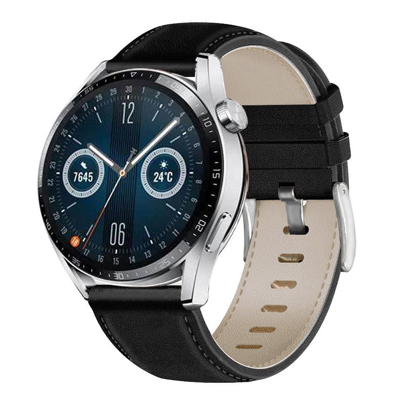 For HUAWEI Watch GT3/Samsung Galaxy Watch 46mm/Gear S3 Classic Leather Watch Band 22mm Universal Watch Strap with Buckle