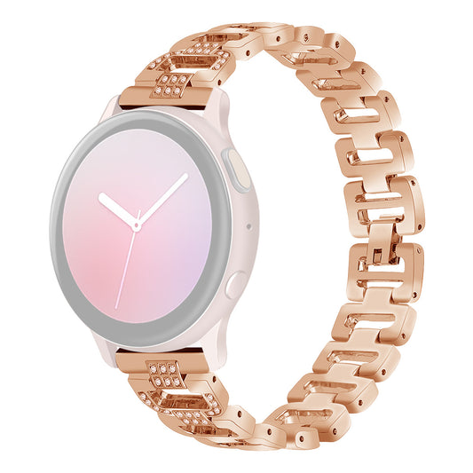 20mm Stainless Steel Watchband for Huami Amazfit GTS Samsung Gear S2 Classic Garmin Vivoactive 3 Universal Rhinestone Decorative D-chain Watch Strap