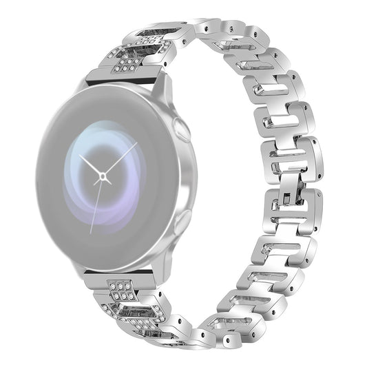 For Huawei Watch GT 2e Samsung Galaxy Watch 46mm Universal 22mm Rhinestone Decorative D-chain Watch Strap Stainless Steel Watchband