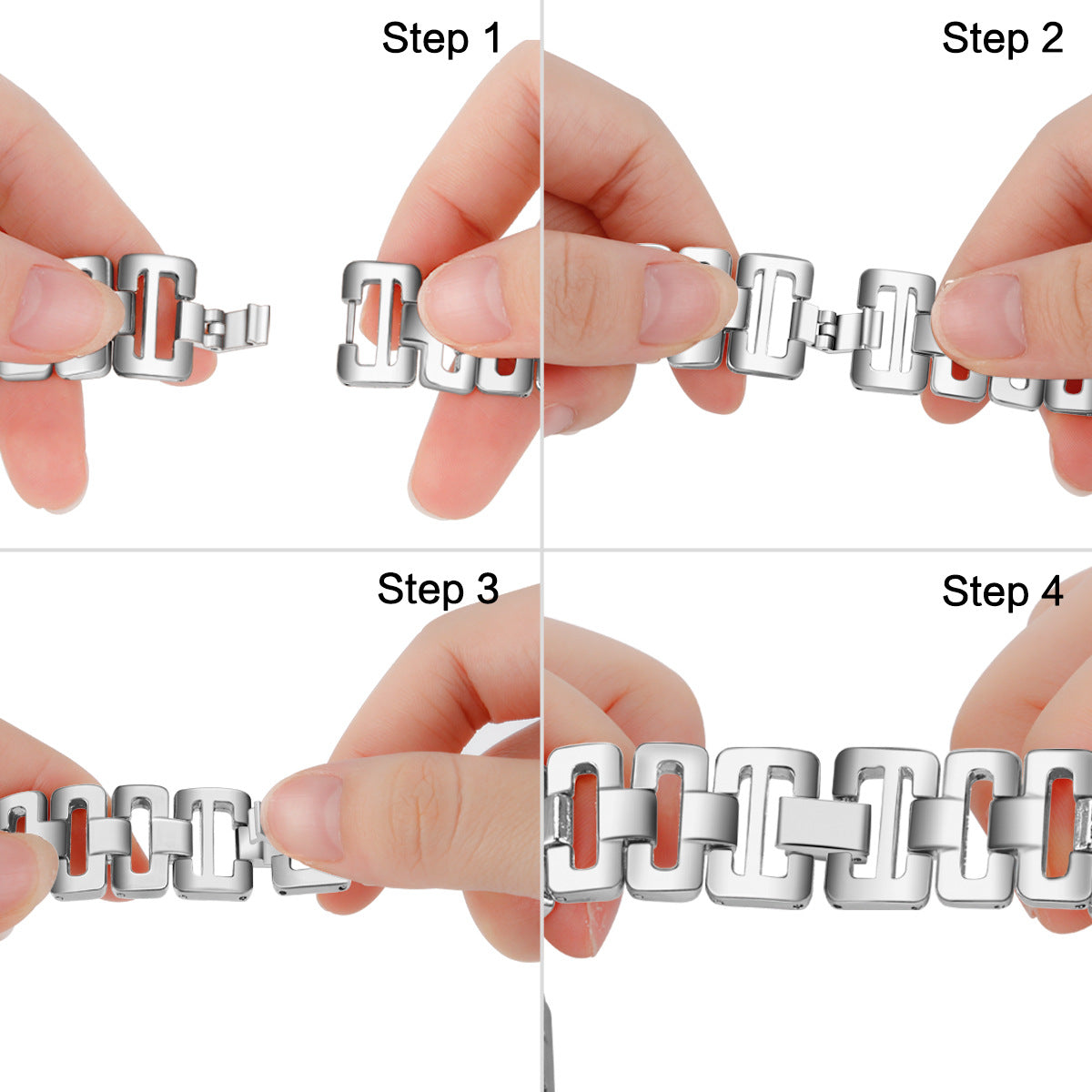 For Huawei Watch GT 2e Samsung Galaxy Watch 46mm Universal 22mm Rhinestone Decorative D-chain Watch Strap Stainless Steel Watchband