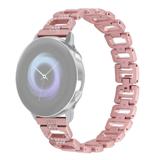 For Huawei Watch GT 2e Samsung Galaxy Watch 46mm Universal 22mm Rhinestone Decorative D-chain Watch Strap Stainless Steel Watchband