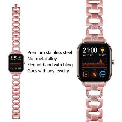 For Huawei Watch GT 2e Samsung Galaxy Watch 46mm Universal 22mm Rhinestone Decorative D-chain Watch Strap Stainless Steel Watchband